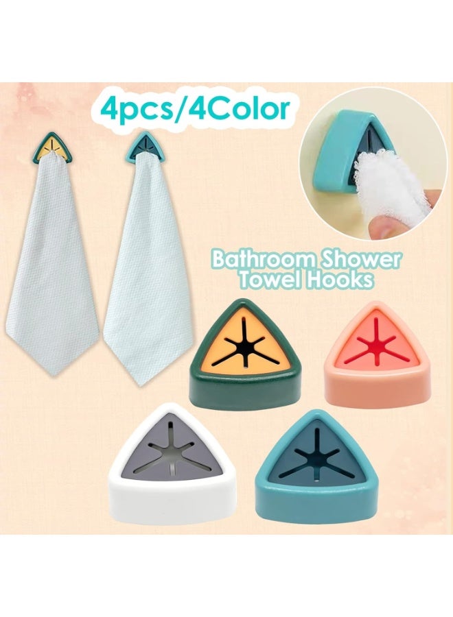 Happy Home 4 PCS Adhesive Hooks – Multi-Purpose Wall Hooks for Hanging Towels, Cloths, Gloves, and Kitchen or Bathroom Accessories, Hand Towel Holder with Triangle Design and Soft PVC Center, Easy to Install on Walls, Glass, or Cabinets, Strong Silicone Grip to Secure Items Without Damage, Perfect for Home Organization - Image 3